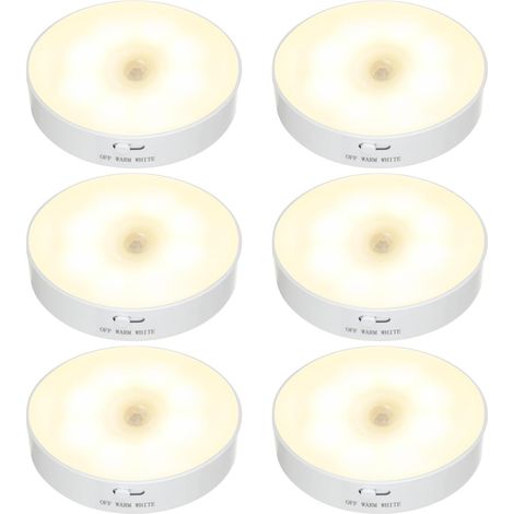 Qiyao – 6er-pack Kabellose Led-nachtlichter – 8 Led-perlen – Akkulaufzeit Bis Zu 1 Monat – Usb-aufladung – Für Treppen, Schlafzimmer, Wohnzimmer, Badezimmer