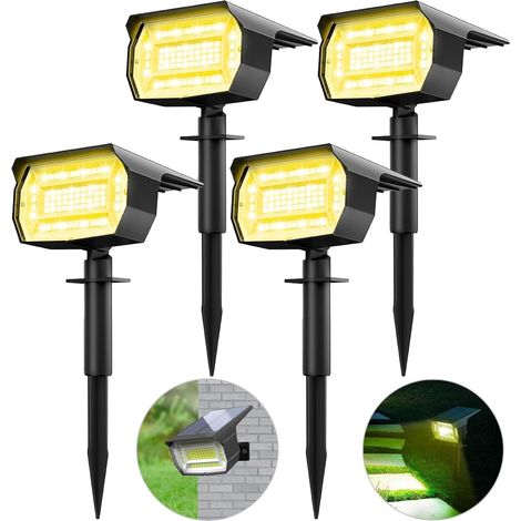 Set Mit 4 Solar-außenstrahlern, 72 Leds, Wasserdicht (ip65), Einstellbar Mit 3 Beleuchtungsmodi, 120° Solar-außenbeleuchtung Für Garten, Hof, Einfahrt, Weg.