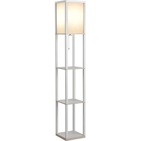 Regal-stehleuchte 26l X 26b X 160h Cm 3 Regale 4 Ebenen Mdf Weiß