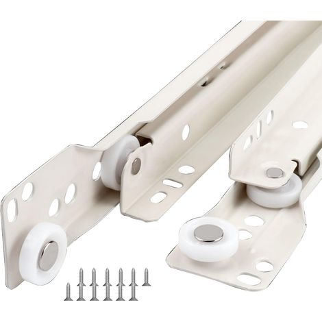Schubladenführungen, 250, 350, 400, 550 Mm, Rollenschienen, Führungen Für Schubladen, Möbel, Küchenschränke, Robustes Metall, 1 Paar Weiße Gleitschienen, Schwere Belastung 50 Kg