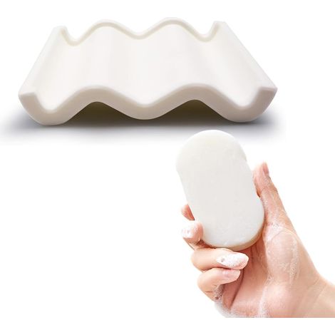 Seifenbox, Silikon-duschseifenhalter, Gewellte Seifenschale, Weißer Seifenhalter, Für Badezimmer, Küche, Toilette