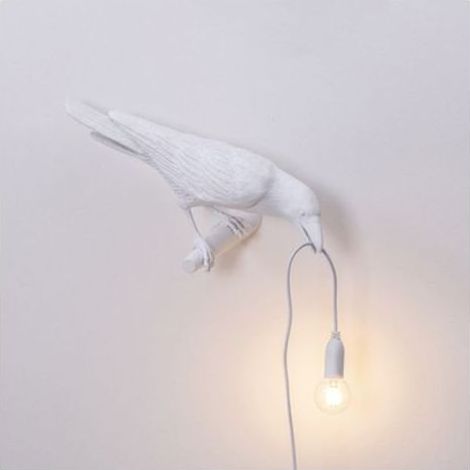 Seletti Bird Wandleuchte, Moderner Italienischer Stil, Aus Schwarz-weißem Harz, Weißes Licht Auf Der Linken Seite