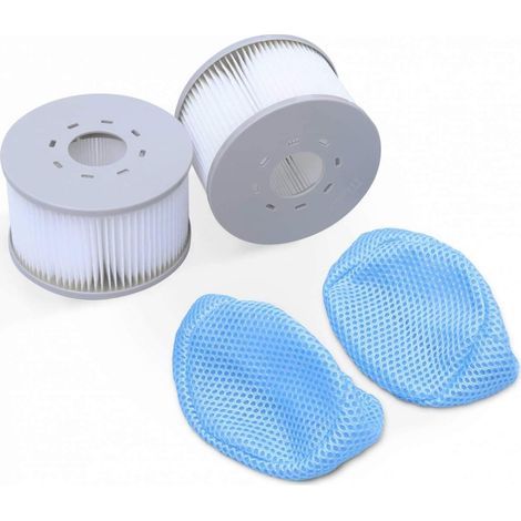 Set Mit 2 Filtern + 2 Netzen Für Aufblasbare Spas Mspa V2 – Ø108 Cm – Kartuschen + Schutz – Modell 2020