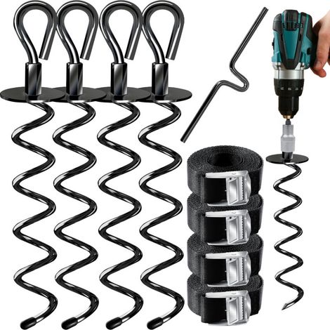 Set Mit 9 Erdankern Aus Edelstahl, 40 Cm – Trampolin-, Schaukel-, Zeltbefestigung – 1400 Kg Tragkraft – Einfache Installation