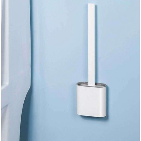 Silikon-toilettenbürste, Badezimmer-toilettenbürste Mit Schnell Trocknendem Halter, Kann Stehen Oder Hängen (weiß)
