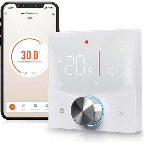 Smart-button-thermostat Für Elektrische Fußbodenheizung/gaskessel, Programmierbare Sprachfernbedienung, Wlan-temperaturregelung Mit Heizungs-einstellrad