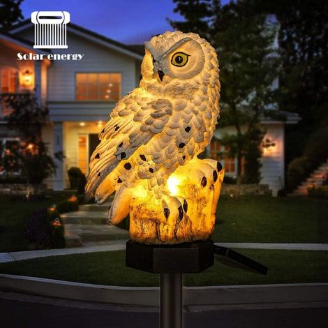 Solar-led-eulenlicht, Wasserdichte Gartenlampe, Außenbeleuchtung, Dekoratives Nachtlicht, Weiß