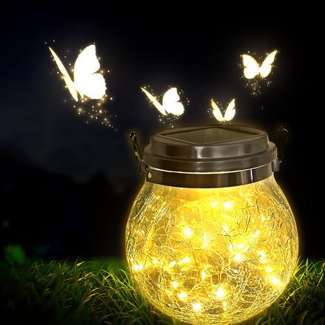 Solarlaterne Für Den Außenbereich, Wasserdicht, Solar-lichtlampe Für Den Außenbereich, Dekorative Beleuchtung Mit 30 Leds, Solar-glaskugel Für Drinnen Und Draußen (warme Farbe)