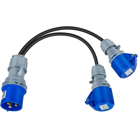 Stecker In 2 X 16-a-steckdosen, 2-wege-verbindungskonverterkabel, Generator-splitter-verteiler, Wohnwagen-adapter 230 V, Ip44, 32 A