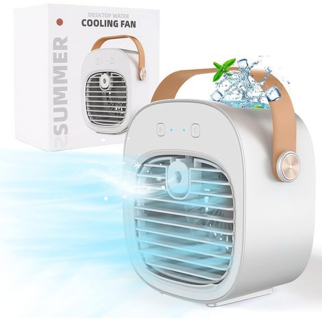 Tragbarer Luftkühler, Mini-klimaanlage, Kleiner 2-in-1-verdunstungskühler Mit Griff/luftbefeuchter/3-gang-lüfter – Für Reisen, Büro