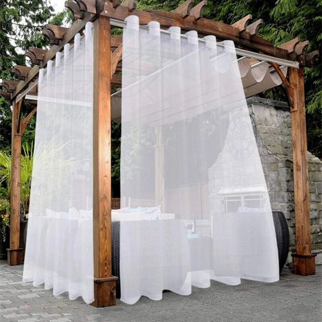Transparente Outdoor-vorhänge Für Terrasse, Wasserdicht – 2 Ösen, Für Wohnzimmer, Schlafzimmer, Veranda, Pergola, Hütte, 132 X 241 Cm, Weiß