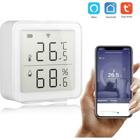 Tuya Wifi Wireless-thermometer, Intelligenter Temperatur-feuchtigkeitssensor, Kompatibel Mit Alexa Und Google Home