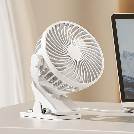 Usb-clip-ventilator, Schreibtischlampe, Kleiner Ventilator, Tragbar, Für Den Außenbereich, Clip-ventilator, Zuhause, Büro, Schlafsaal, Nachttisch, Aufladen (weiß)