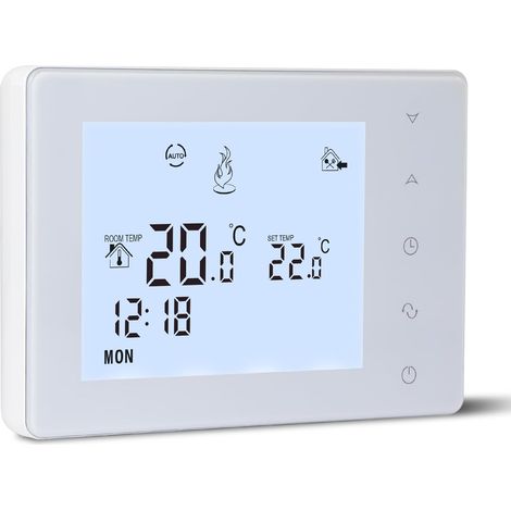 Union – Batteriebetriebener 2-draht-kesselthermostat – Programmierbare Wandmontage Mit Lcd-bildschirm – Modi 5+2/6+1/7 – Betrieb Mit 2 Aa-batterien
