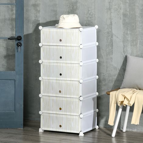Modulares Schuhregal 49 X 36,5 X 108 Cm, Weiß, 6 Stapelbare Fächer, Wirtschaftliche Lösung Zur Aufbewahrung