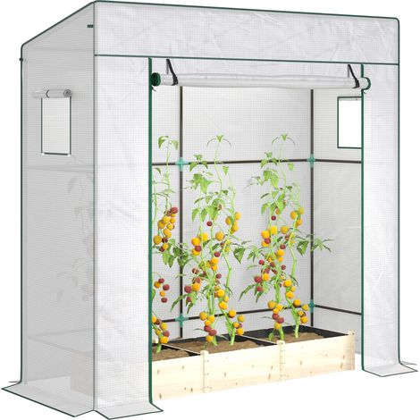 Wand-gartengewächshaus Mit 1 Rolltor, Verstärkter Pe-plane, 2 Fenstern, Abm. 196l X 77b X 197/178h Cm