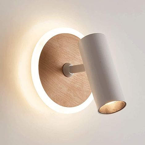 Wandleuchte Mit Holzmaserung, Nachttisch-leselampe, Einzelkopf-wandleuchten Für Den Innenbereich Mit 350°+90°-einstellfunktion