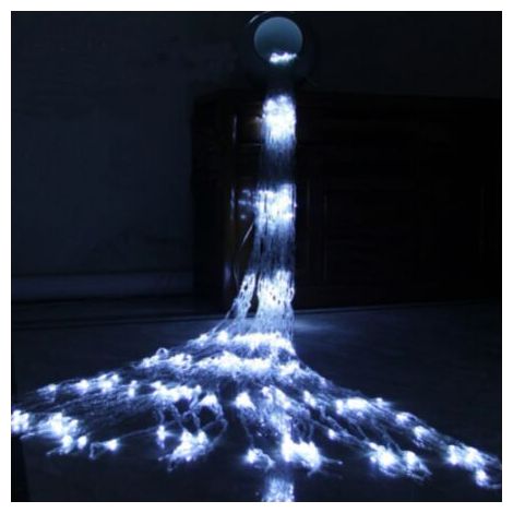 Wasserfall-led-lichterkette, Wasserfluss, Schneeeffekt, Vorhang, Fee, Hängendes, Glitzerndes Wasserflusslicht Für Dekorlampe (3 × 2 M, 240 Leds, Kaltweiß)