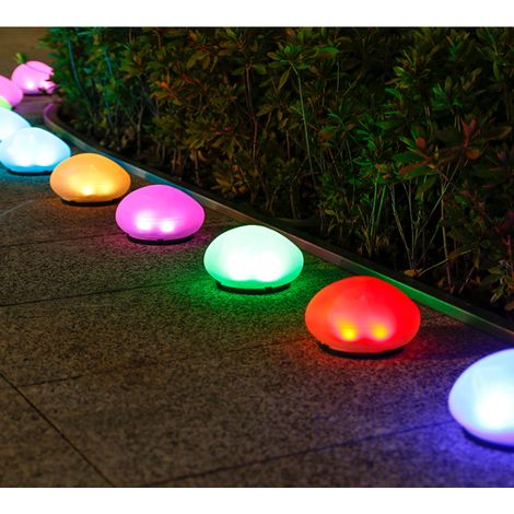 Wasserdichte Solarleuchten Für Den Außenbereich Aus Dekorativen Kieselsteinen, Ip65 Wasserdicht, Für Garten, Terrasse, Innenhof, Weg (minikiesel, 3 Stück) Buntes Licht