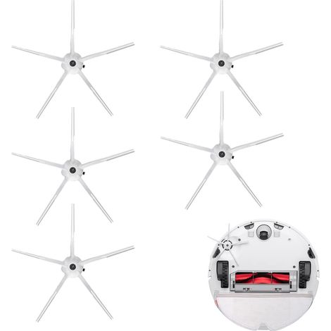 5 Weiße Seitenbürsten – Kompatibel Mit Roborock T7s Plus/s7 Pro Ultra
