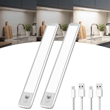 Wiederaufladbare Led-lampe, Innen-bewegungsmelder-licht, Usb-c-beleuchtung, Kabellose Schranklampe Für Kleiderschrank, Schrank, Treppe (30 Cm, 2 Stück)