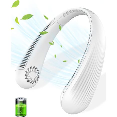 Wiederaufladbarer Nackenventilator, Tragbar Und Flügellos, Freihändig, Anti-haar, 3000-mah-akku (8 Stunden Akkulaufzeit), 3 Einstellbare Geschwindigkeiten, Leise, Für Männer Und Frauen Im Freien.