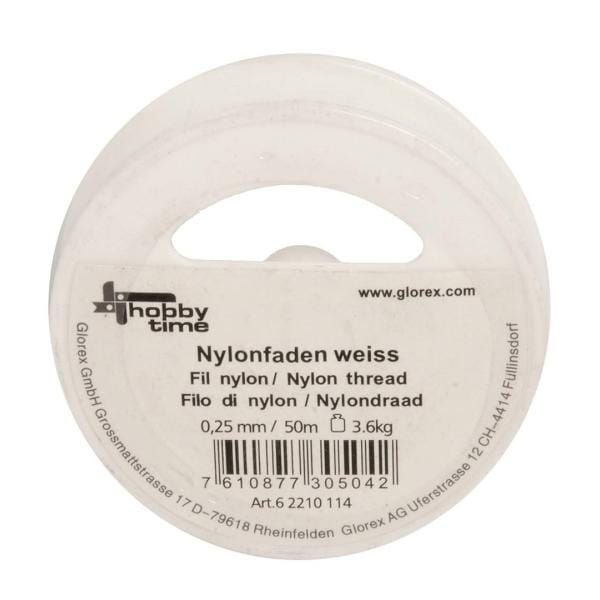 Glorex Nylonfaden Weiß 0,25 Mm, 50 M Schmuckbasteln