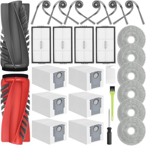 Zubehör Für Roborock Saros 10r Roboterstaubsauger, Ersatzset Mit 2 Hauptbürsten, 6 Seitenbürsten, 6 Mopps, 6 Staubbeutel, 4 Hepa-filter