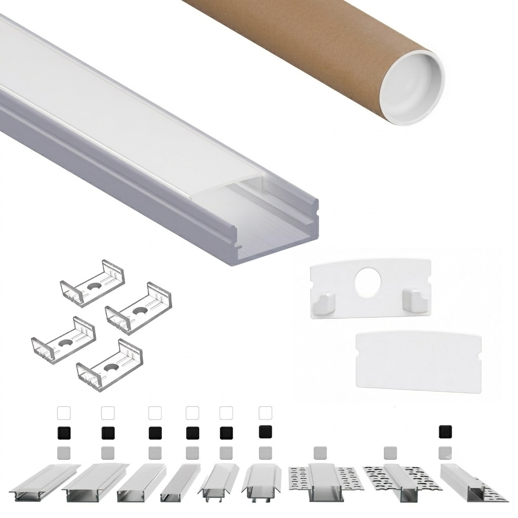 Led-aufbauprofil Af Flach 2 M Weiss Für Led-streifen Bis 12 Mm Inkl. Milchiger Abdeckung