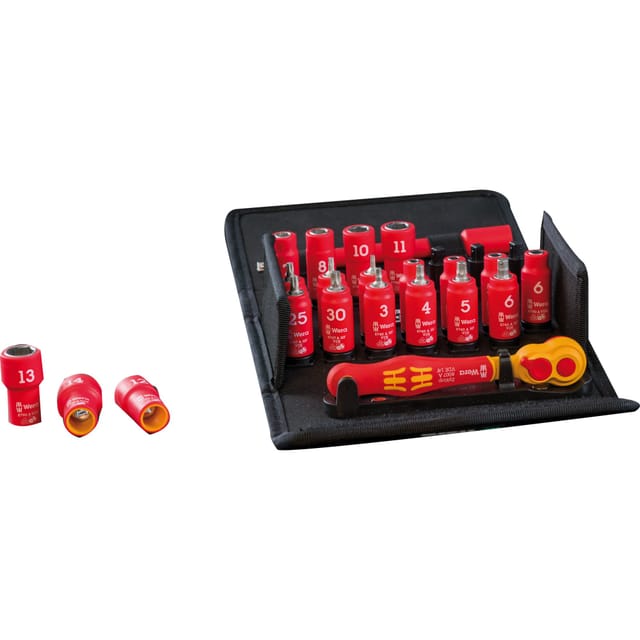Wera 8100 Sa Vde 1 Zyklop Knarrensatz, Isoliert, Umschalthebel, 1/4"-antrieb, Metrisch