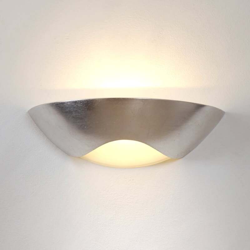 [neuwertig] B-ware Holländer Wandleuchte Matteo Curve Led Lampe Dimmbar Blattsilber Weiß 36,5x10cm