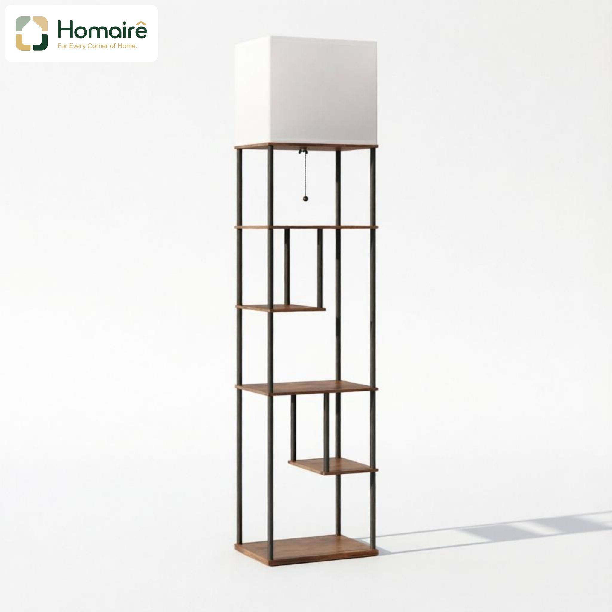 Stehlampe In Beige Und Metall, 40 X 29 X 171 Cm Homaire