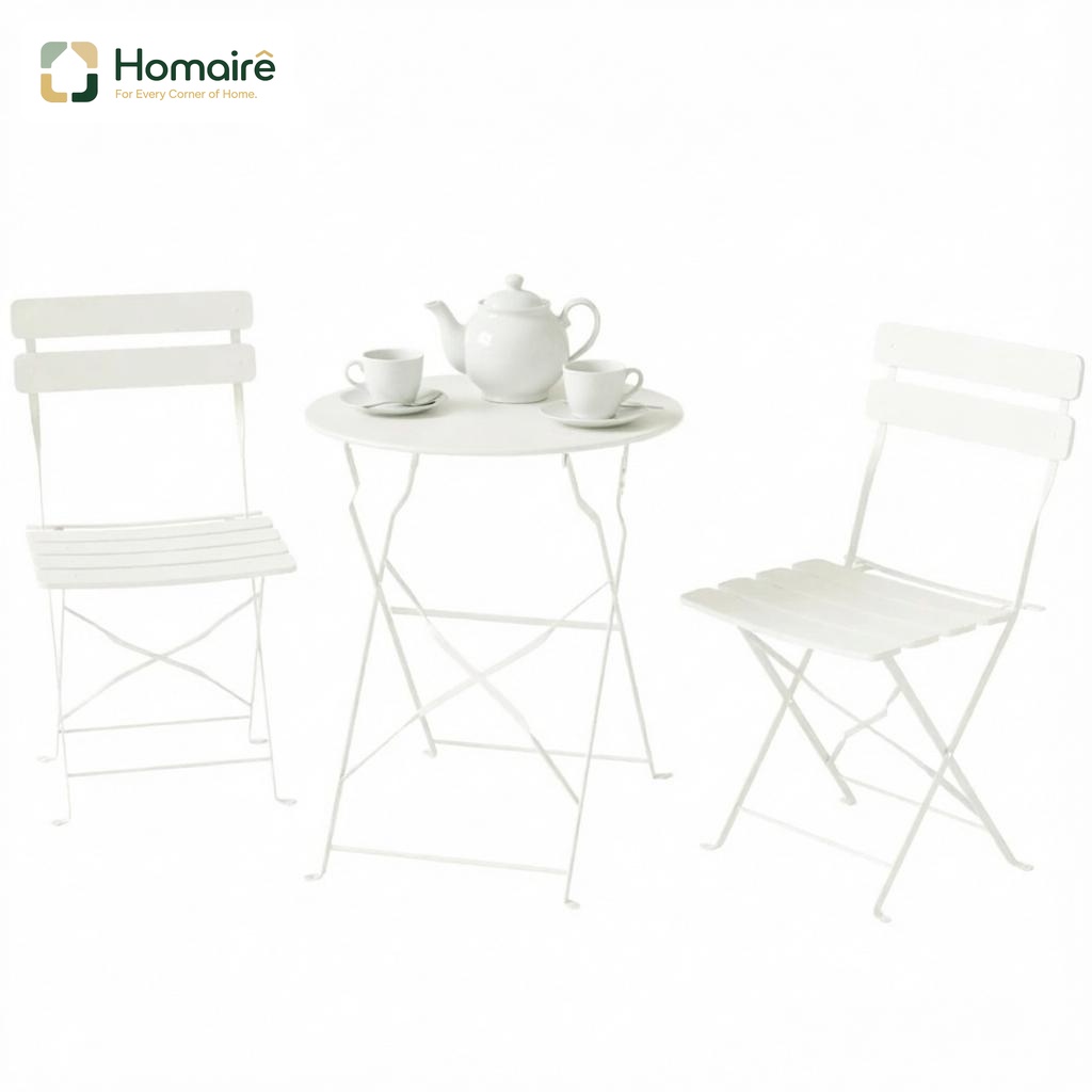 Cremefarbener Esstisch Aus Metall 120 X 80 X 75 Cm Homaire