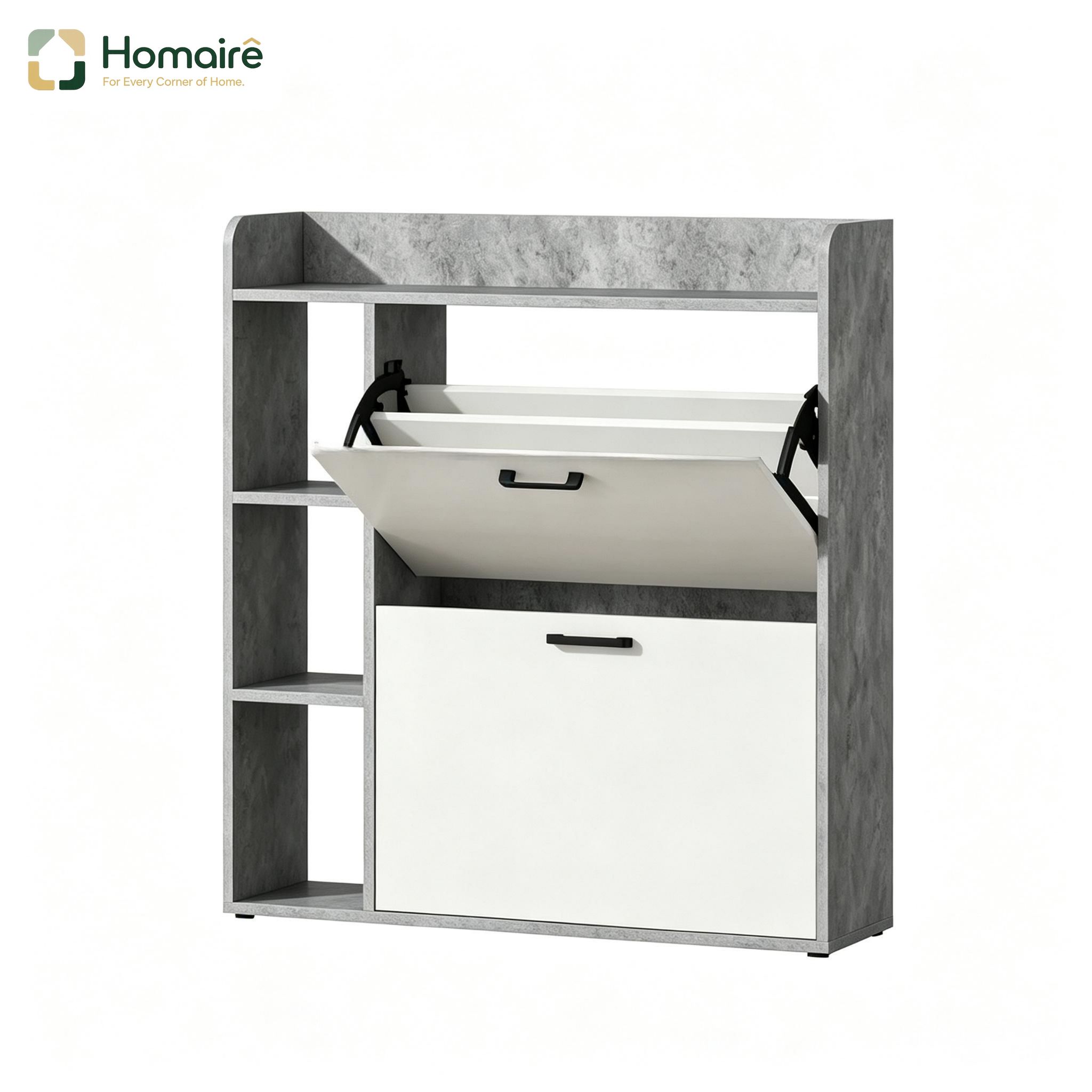 Schuhschrank Aus Grauem Holzpartikelholz 83 X 24 X 90,5 Cm Homaire