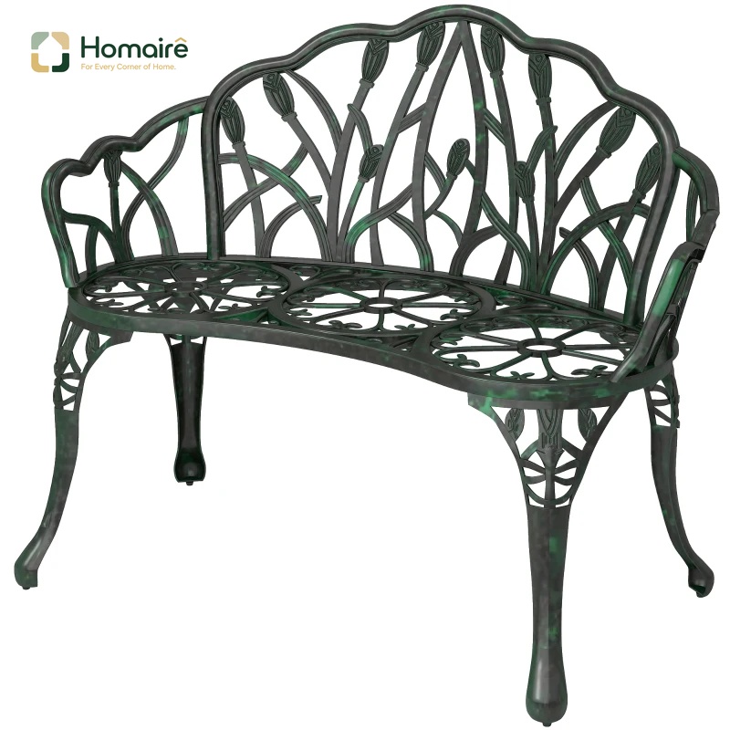Grüne Gartenbank Mit Aluminium-armlehnen 99 X 57 X 78 Cm Homaire