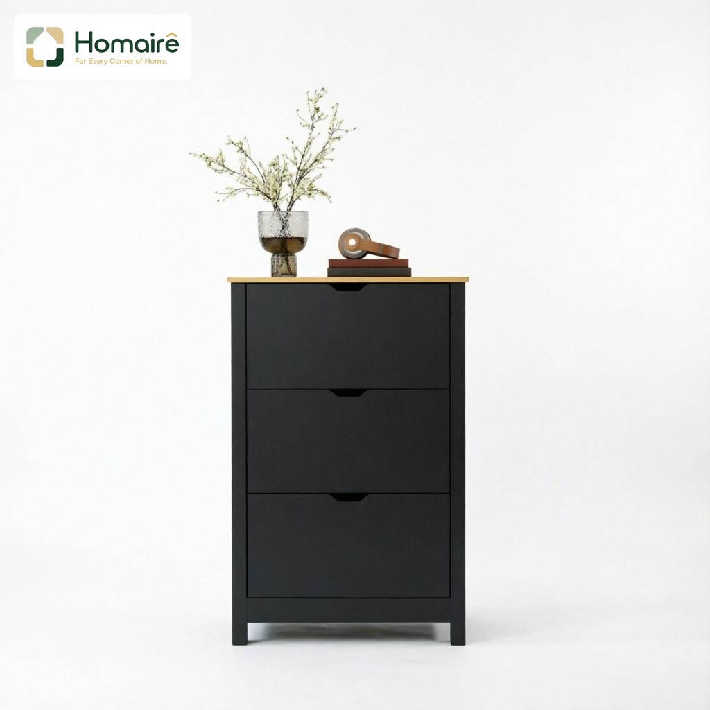 Aufbewahrungseinheit Mit Schubladen, Schwarz, In Holzdekor 72 X 26 X 112 Cm Homaire