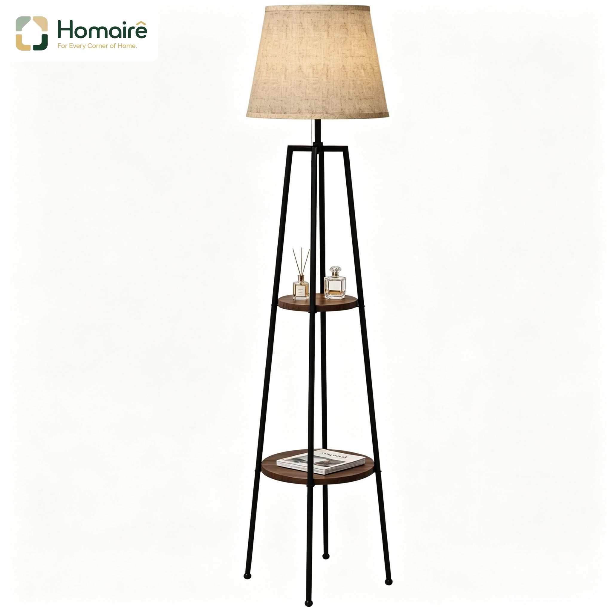 Stehlampe Aus Mdf Und Schwarzem Metall 42 X 42 X 166 Cm Homaire