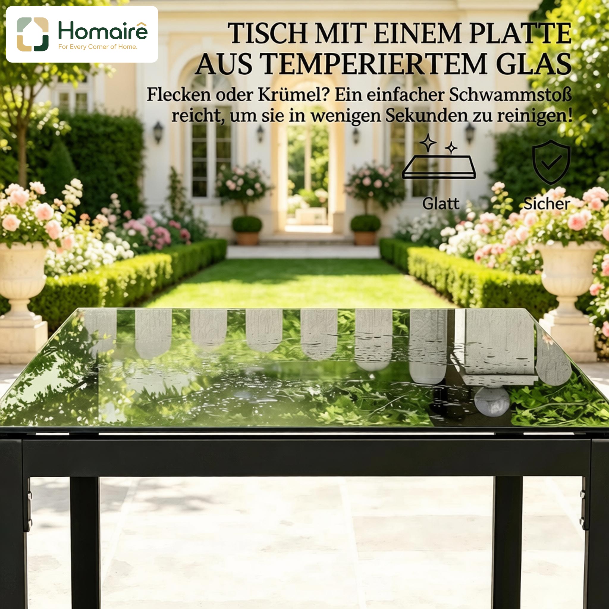 Gartenstuhl Aus Glas, Polyester, Schaumstoff, Rattan, Schwarzem Kohlenstoffstahl Manomano