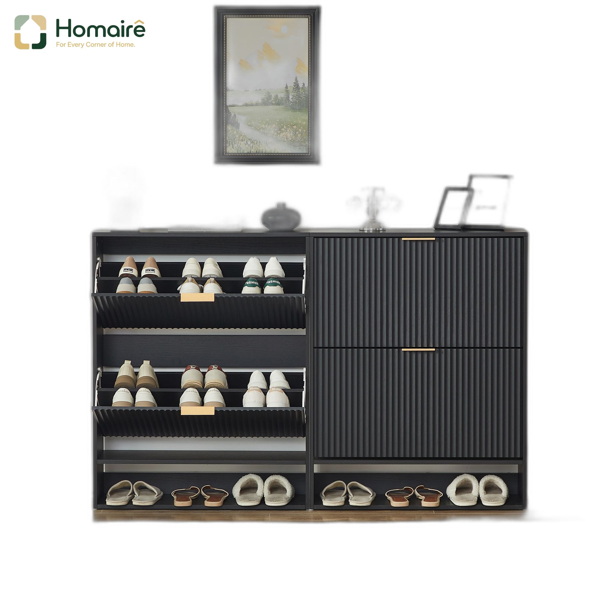 Schuhschrank, Schwarz, Aus Schwarzem Holz 80 X 24 X 102 Cm Homaire