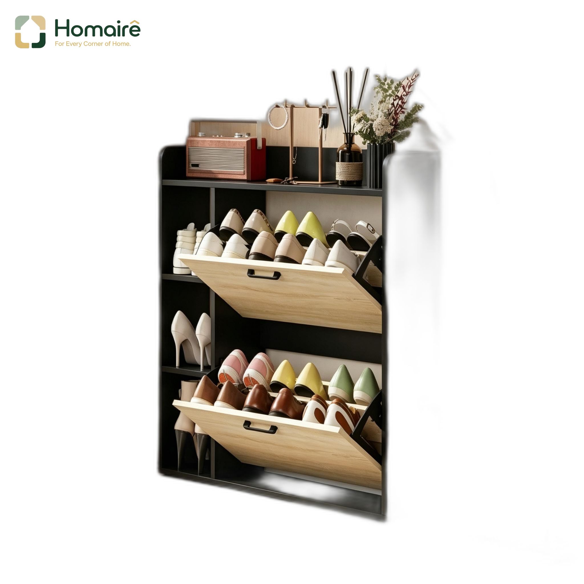 Schwarzer Schuhschrank 83 X 24 X 90,5 Cm Homaire