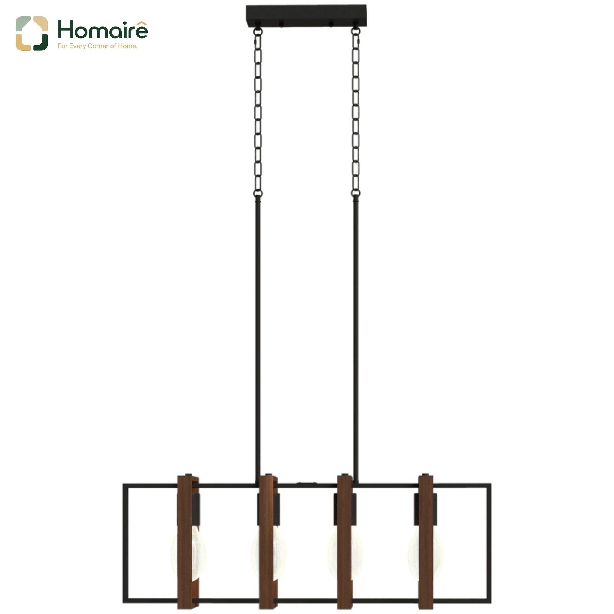 Deckenleuchte Aus Stahl Und Schwarzem Holz 130 Cm 80 X 21 X 130 Cm Homaire