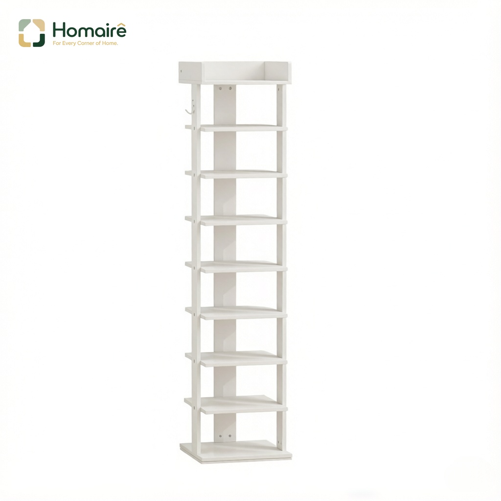Weißer Schuhschrank Mit Stauraum In Weiß 30 X 30 X 128,4 Cm Homaire