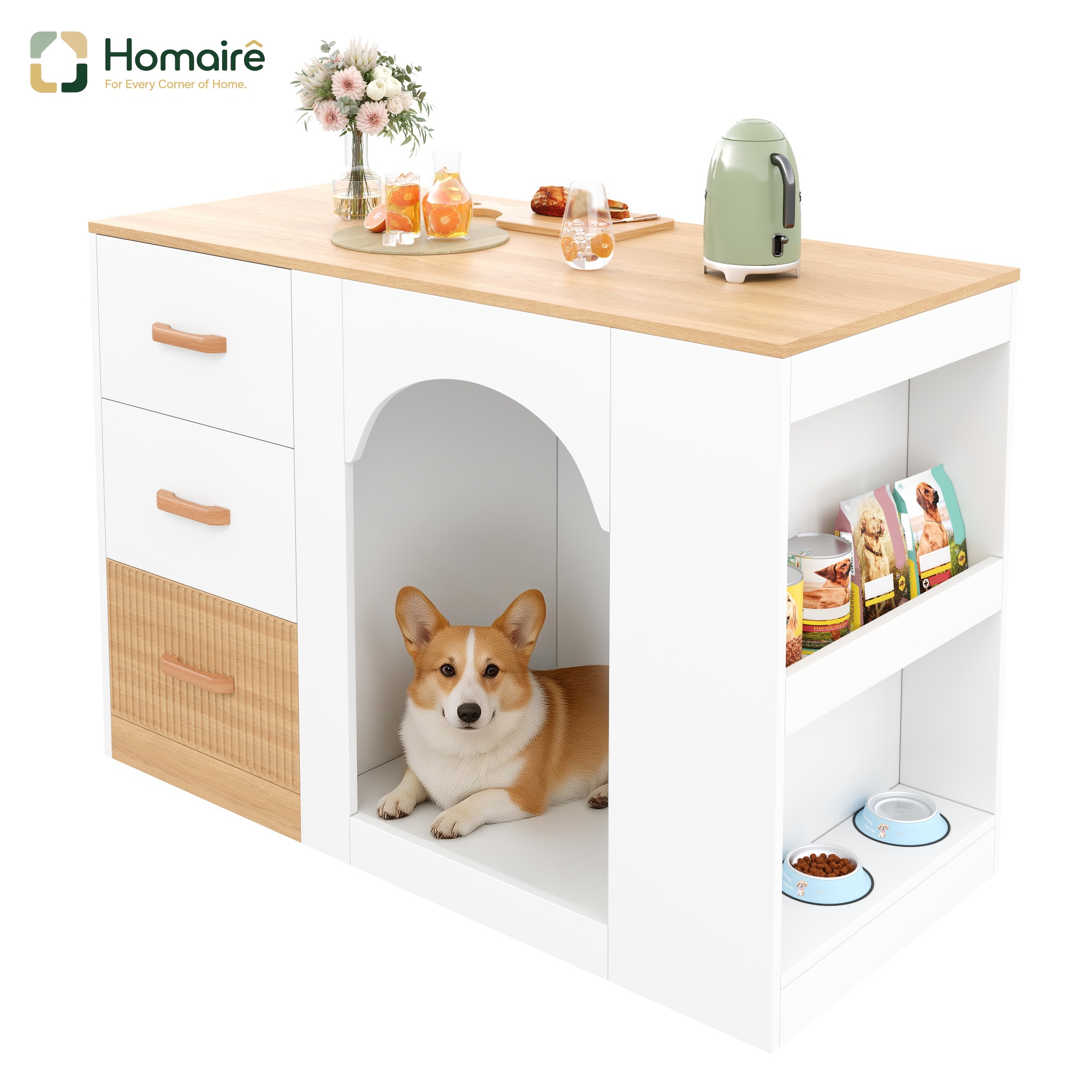 Küchenwagen Aus Mdf Mit Weißem Holzdekor 120 X 60 X 90 Cm Homaire