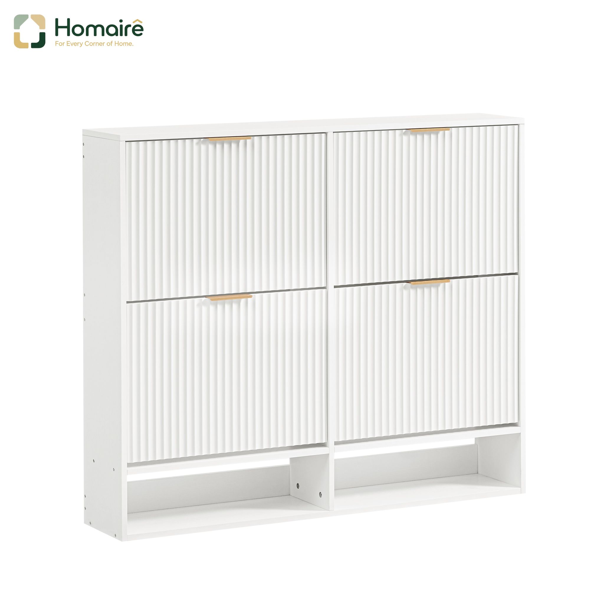 Schuhschrank, Weiß, Aus Weißem Holz 120 X 24 X 102 Cm Homaire