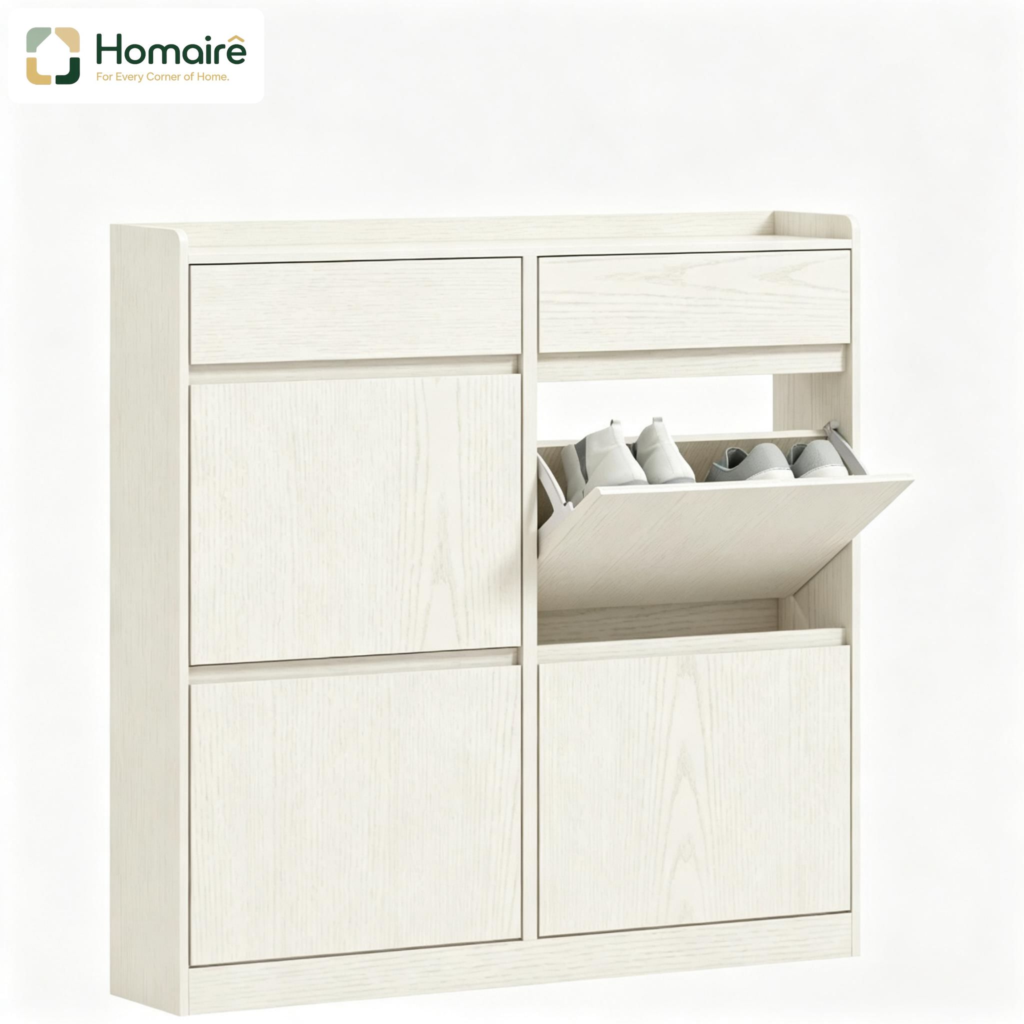 Weißer Schuhschrank Mit Stauraum Aus Weißem Holz 98 X 19,2 X 95,3 Cm Homaire