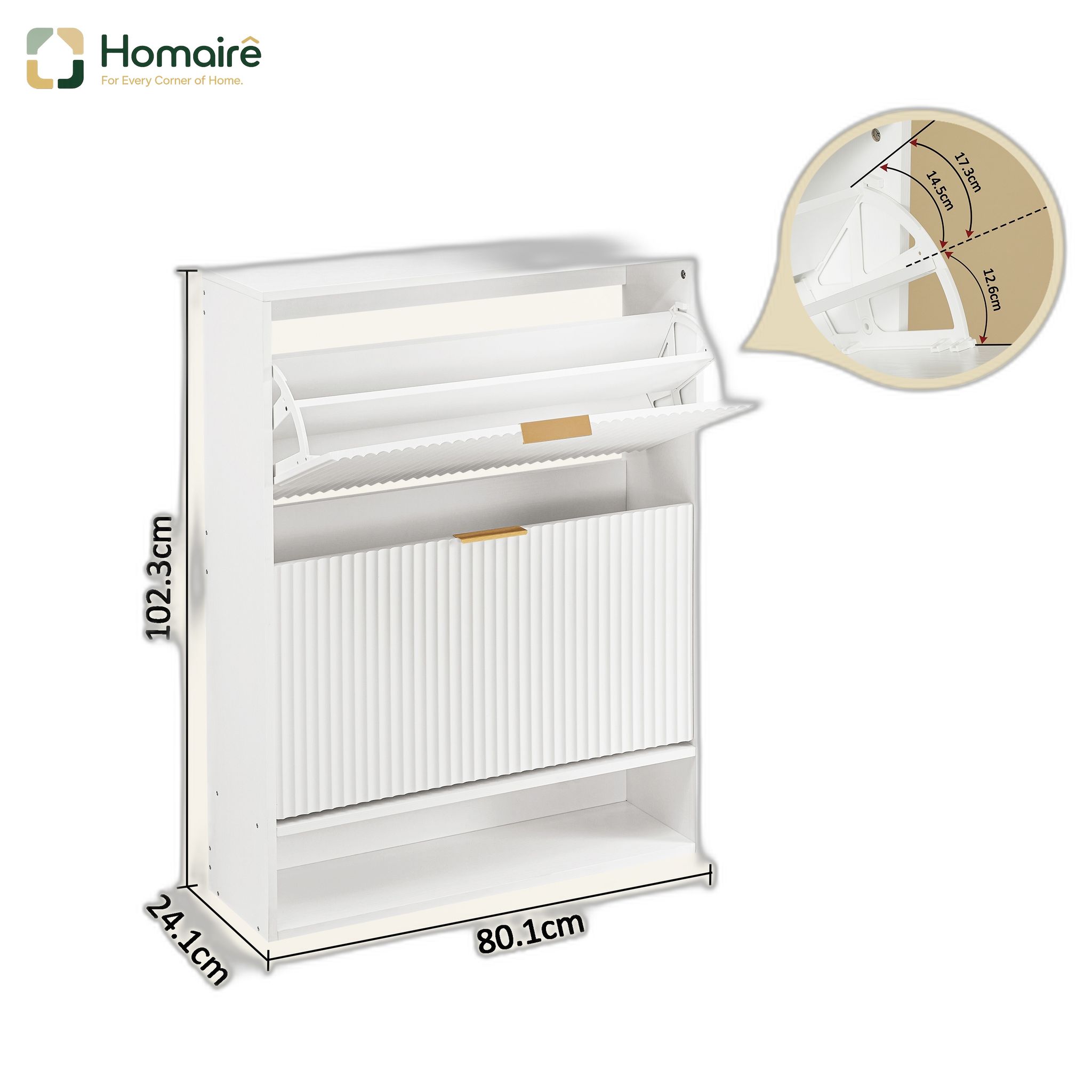 Schuhschrank, Weiß, Aus Weißem Holz 80 X 24 X 102 Cm Homaire