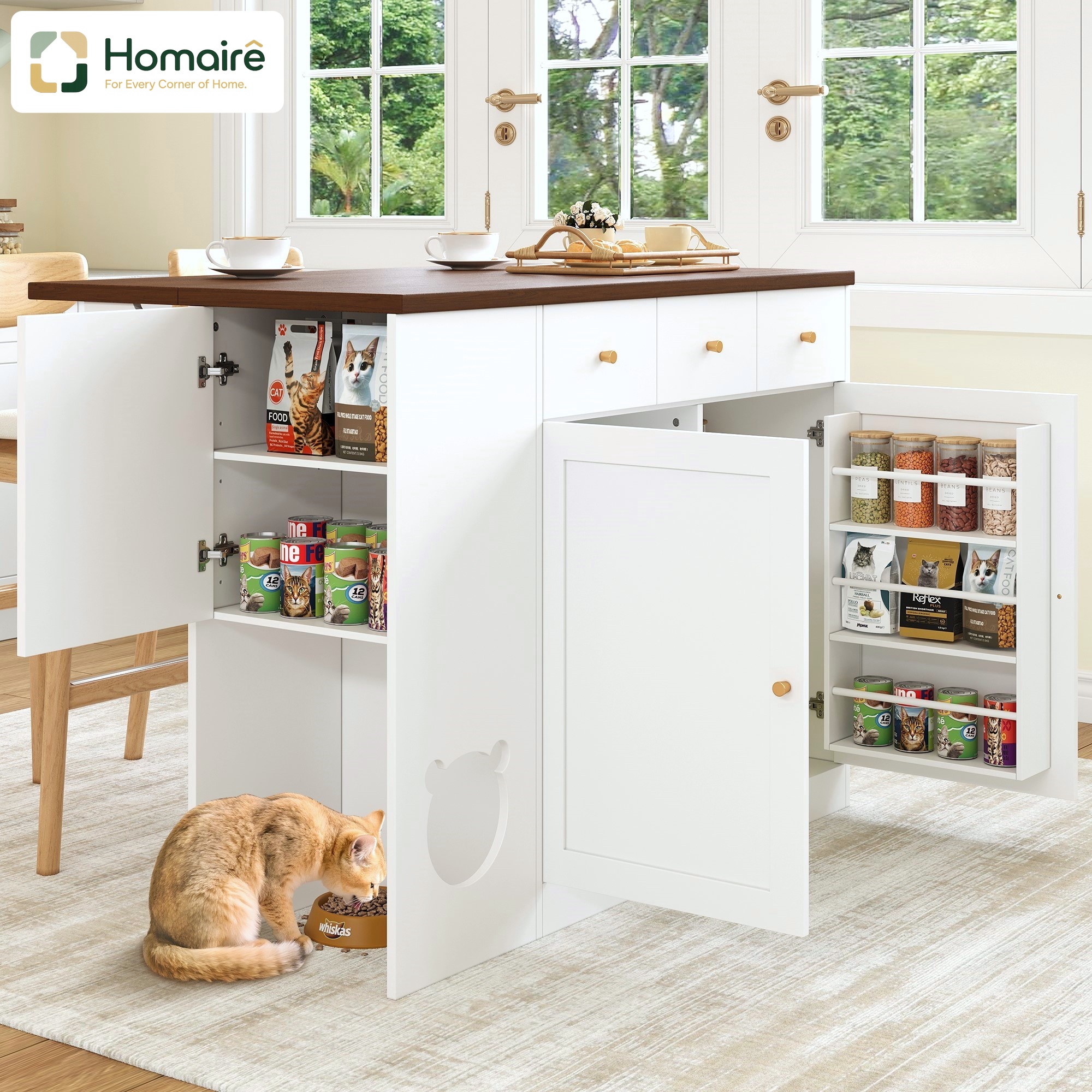 Küchenwagen Aus Weißem Mdf 120 X 70 X 90 Cm Homaire