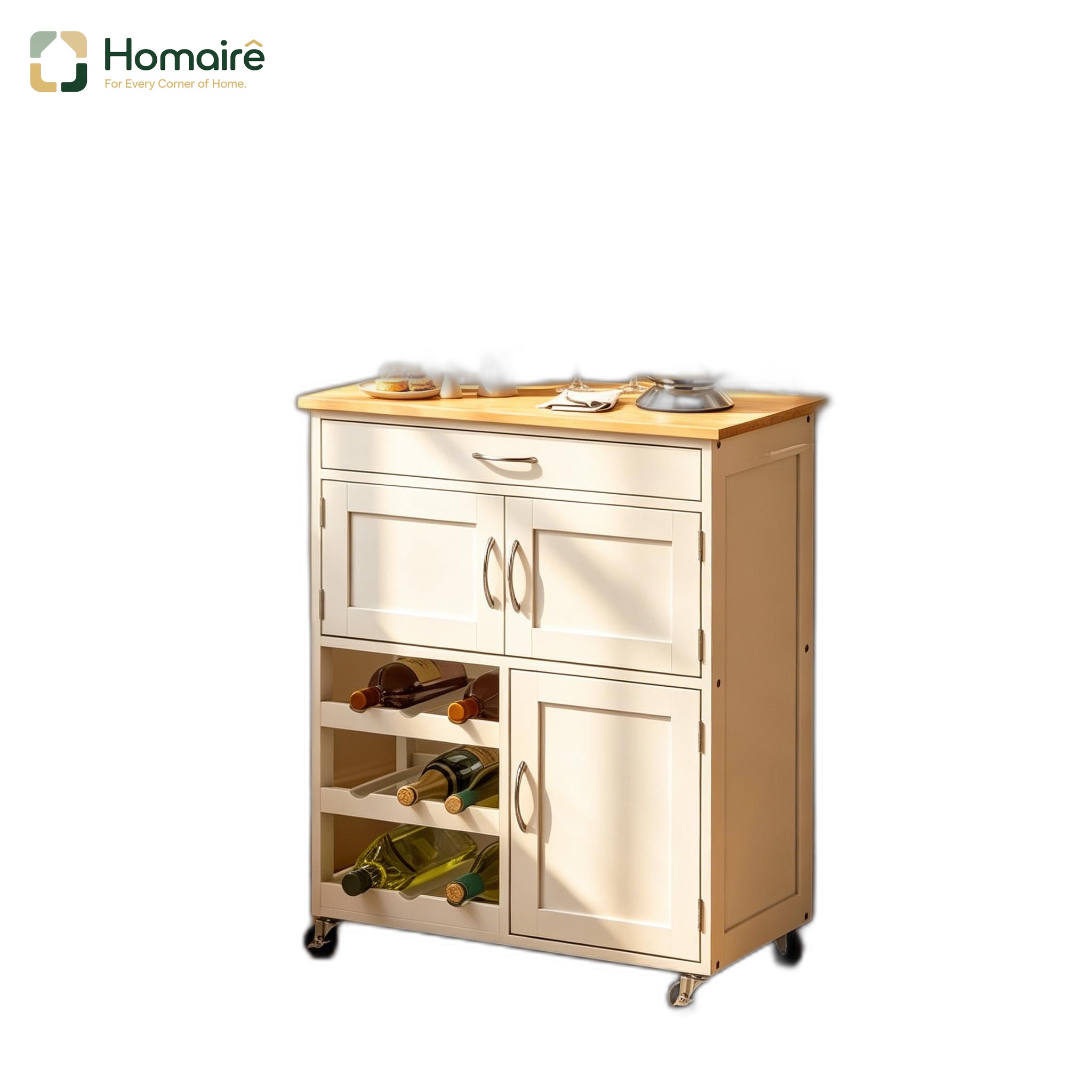 Küchenwagen Mit Weißem Holzdekor Aus Mdf 67 X 37 X 87 Cm Homaire