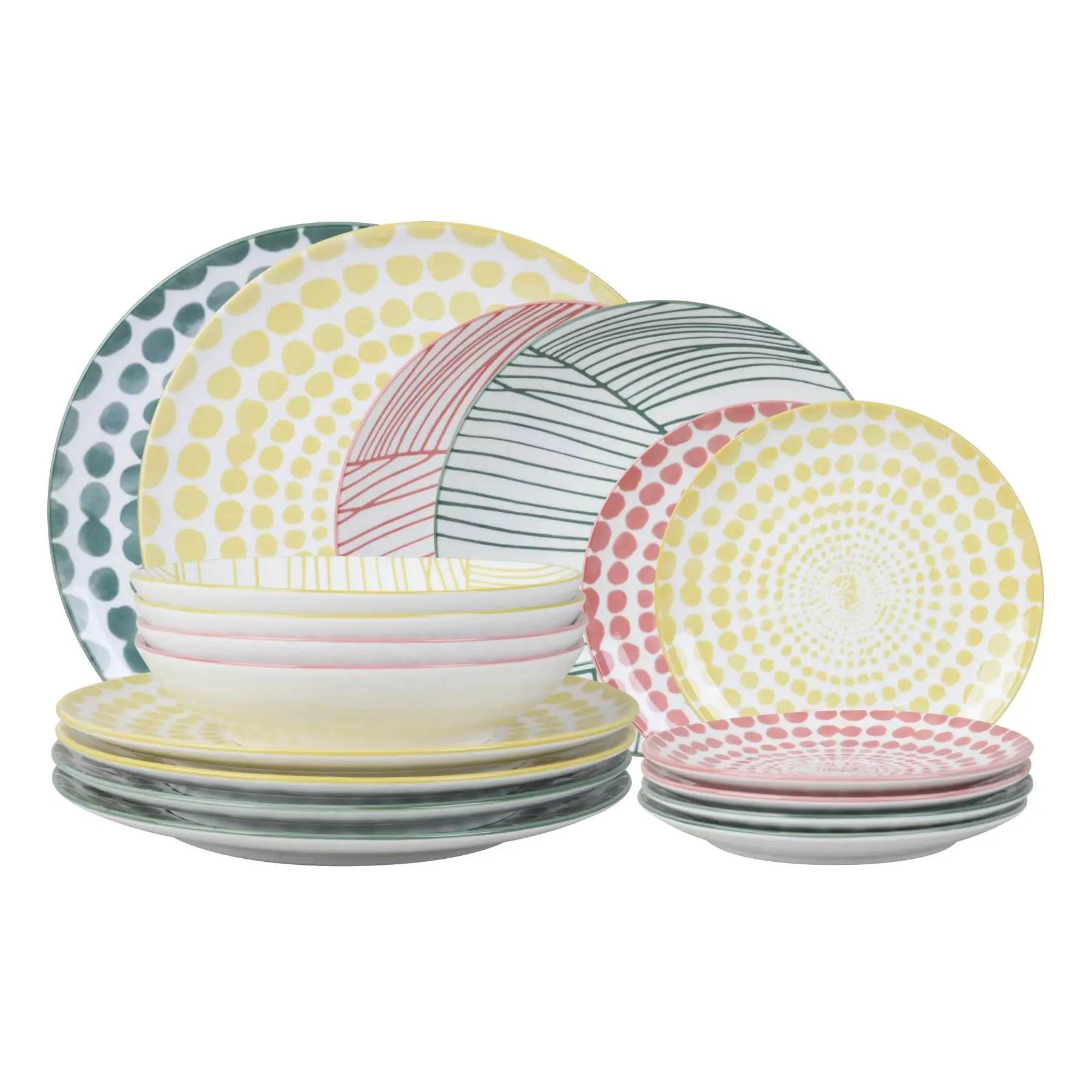 Set 18 Teile Arkos Porzellan In Pastellfarbenem Design Für 6 Personen