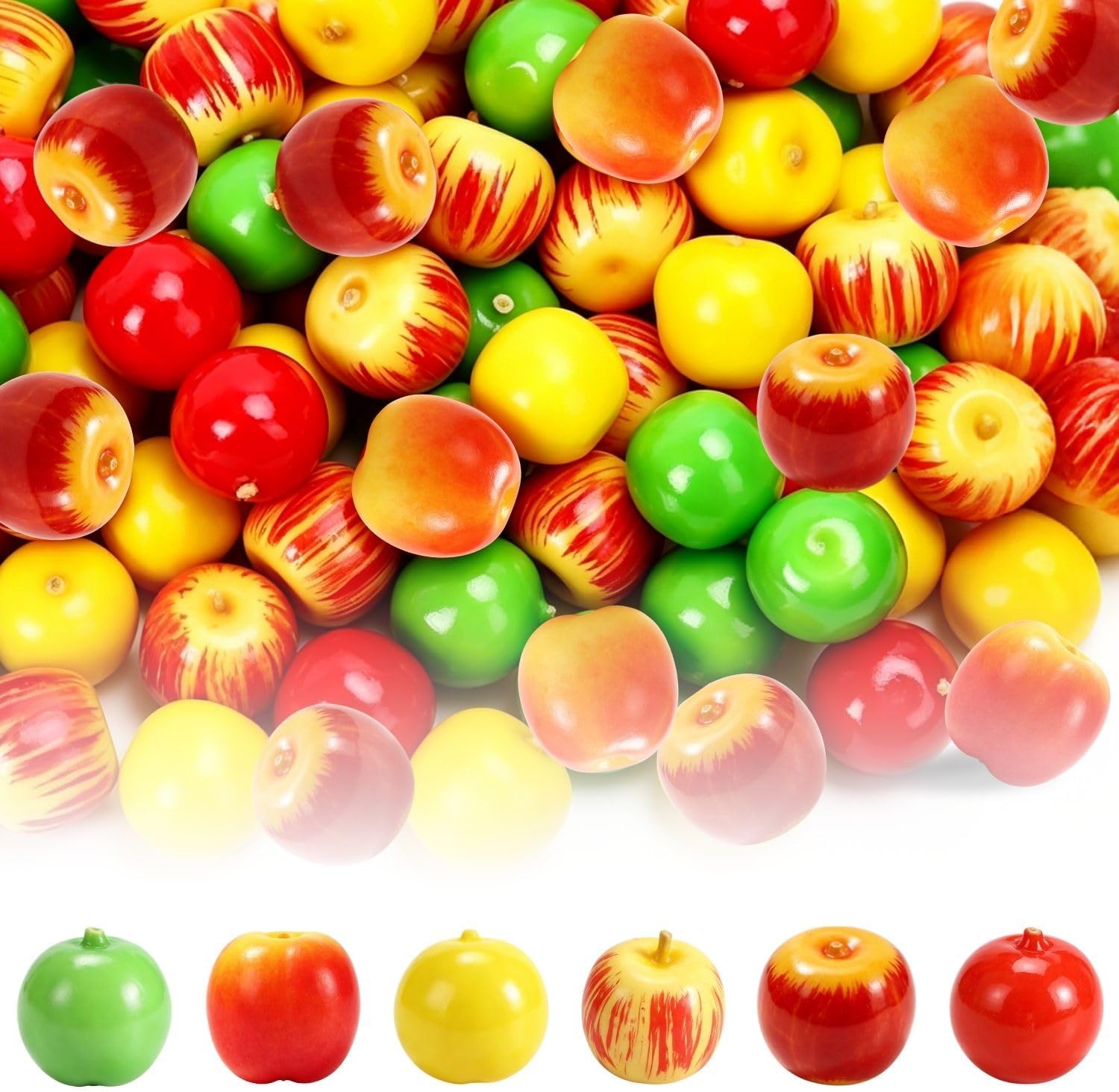 Packung Mit 120 Schaumstoffäpfeln, Künstliche Mini-früchte In 6 Farben